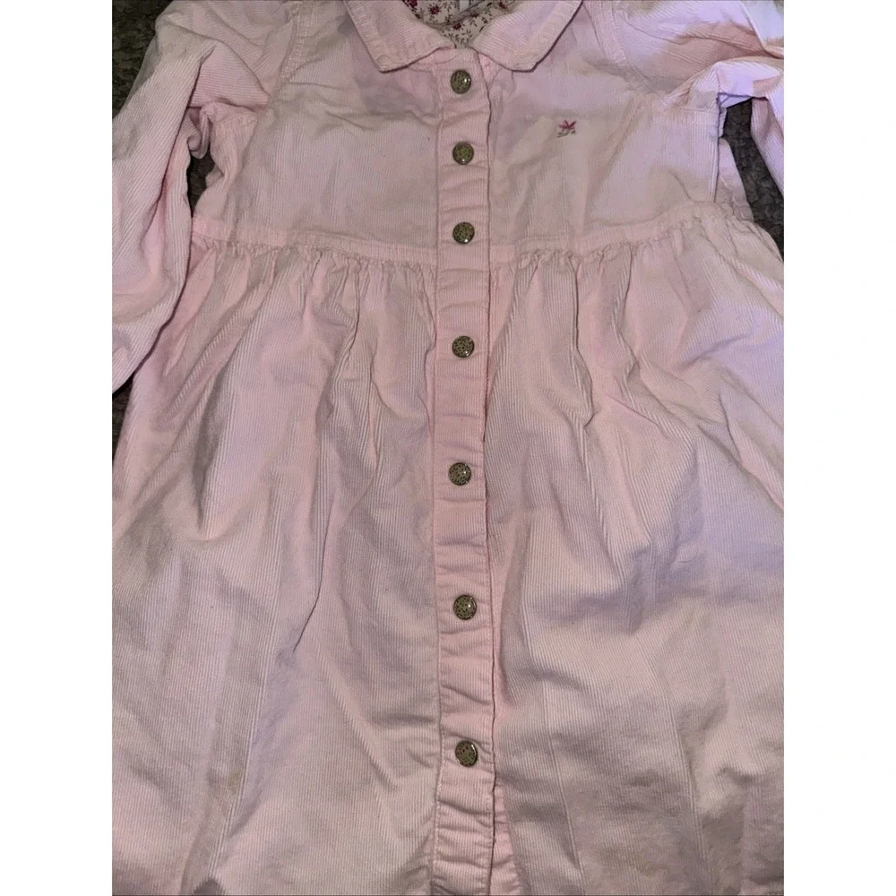 Old Navy Toddler Pink Corduroy Smock Dress Size 4T Girls Button Floral DARLING